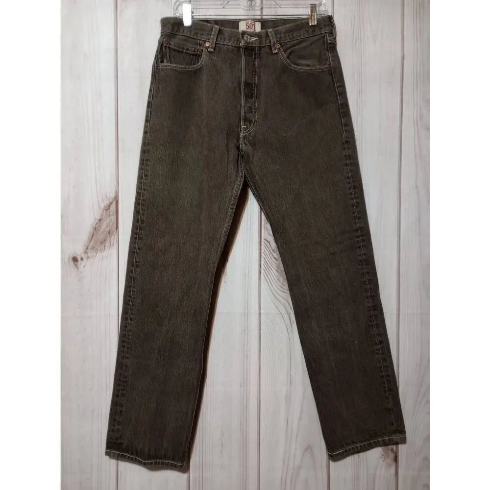 Levi's Jeans Men's 34 34 Charcoal Straight‎ Leg Button Fly